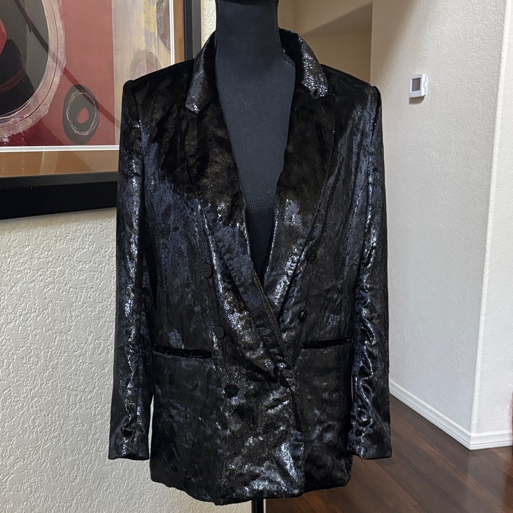 H&M Black Velvet Sparkle Jacket Blazer